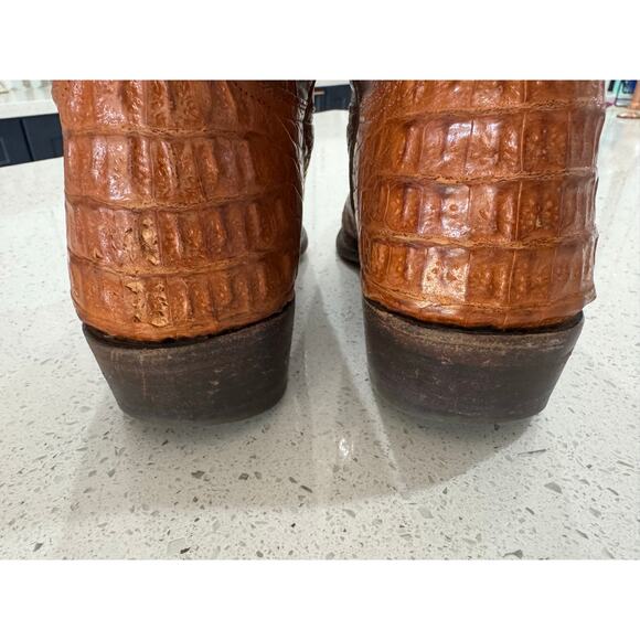 Montana Exotic Caiman Fuscus Skin Leather Men’s Western Boots Size 6 E main image 11